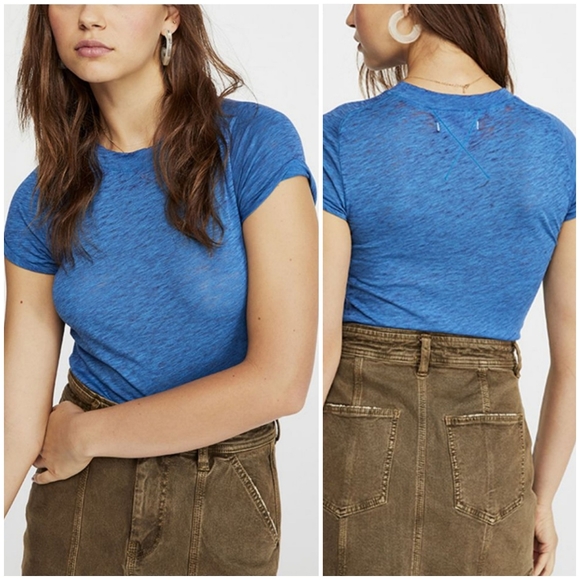 Free People Tops - NWT Free People Sheer Burnout Bora Bora T shirt S